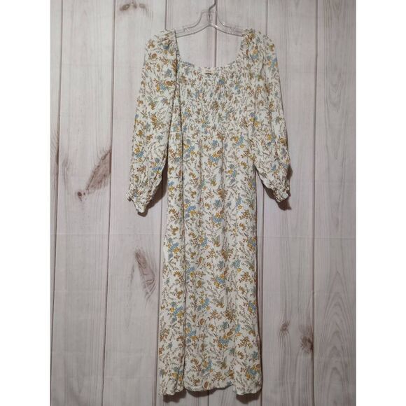 A.n.a Dress Ladies Medium White Yellow Floral‎ Boho Cottagecore Maxi - Picture 1 of 9